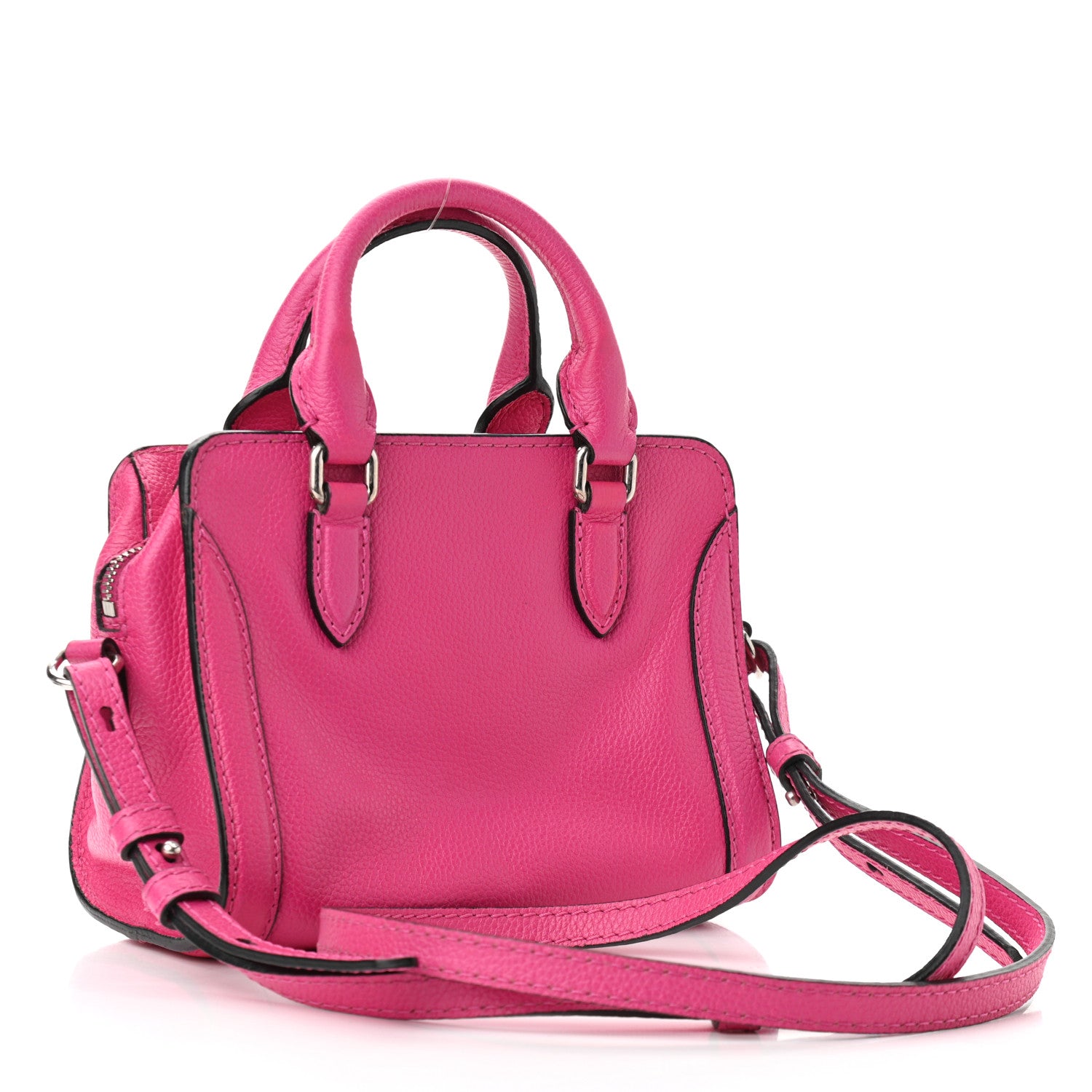 Alexander McQueen Pebbled Calfskin Mini Skull Padlock Zip Around Tote Bouganville 3 of 10