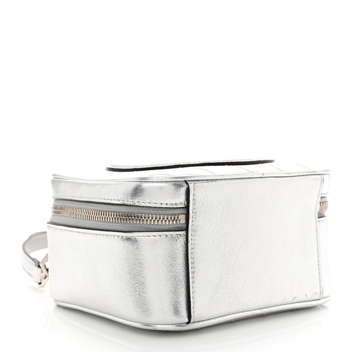 Gucci Metallic Sakai Be Green Calfskin Diagonal Stitched Blondie Top Handle Bag Silver 4 of 14