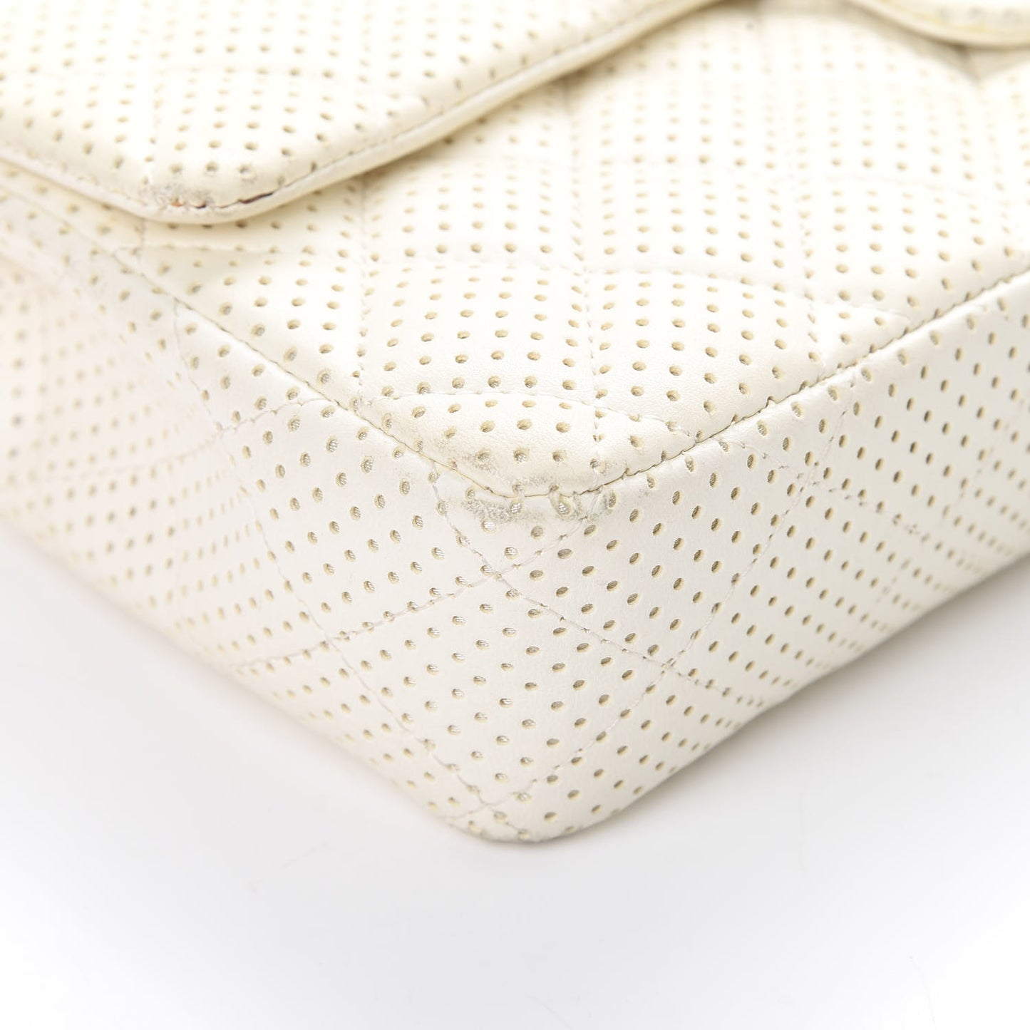 Lambskin Perforated East West Flap White