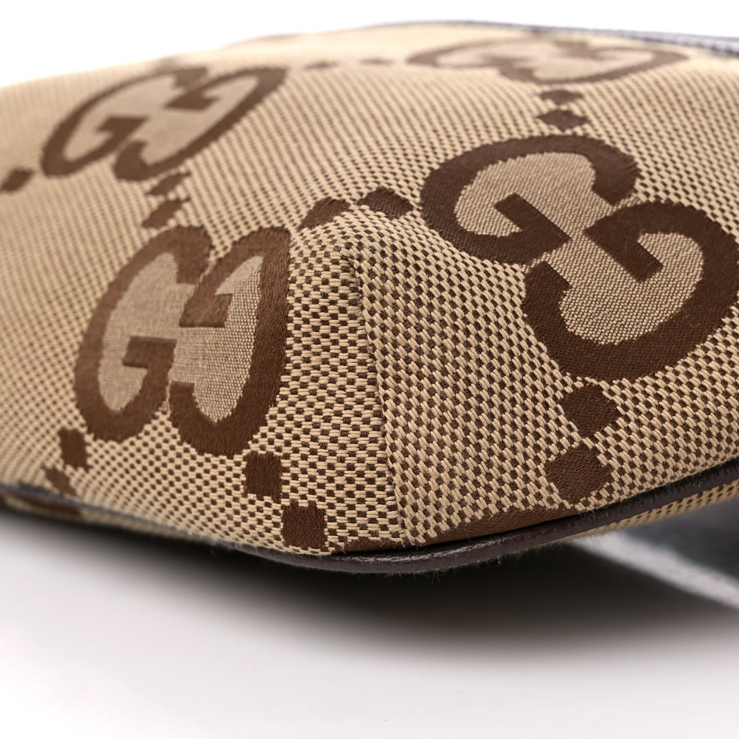 Monogram Jumbo GG Textured Dollar Calfskin Web Belt Bag Camel Ebony New Acero