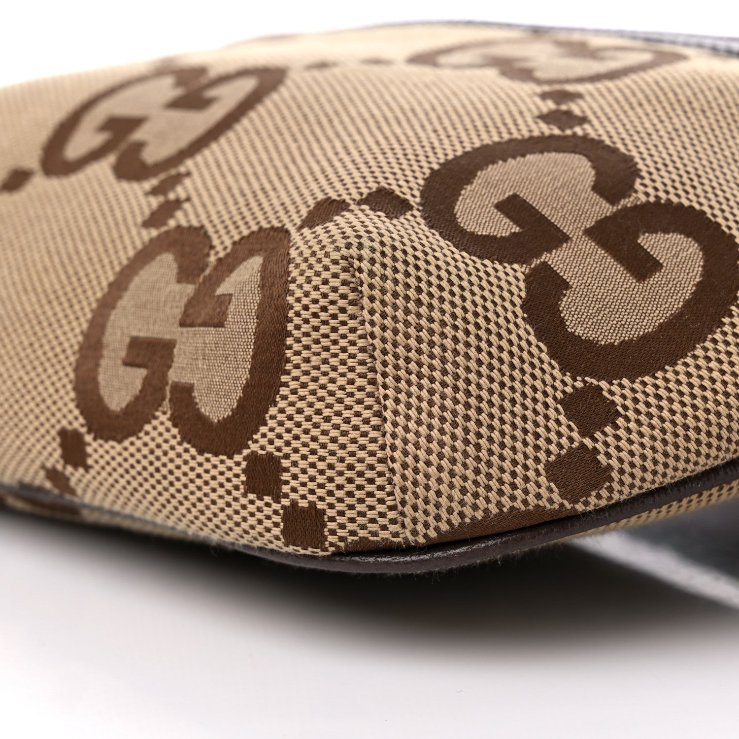 Gucci Monogram Jumbo GG Textured Dollar Calfskin Web Belt Bag Camel Ebony New Acero 8 of 8