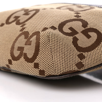 Gucci Monogram Jumbo GG Textured Dollar Calfskin Web Belt Bag Camel Ebony New Acero 8 of 8