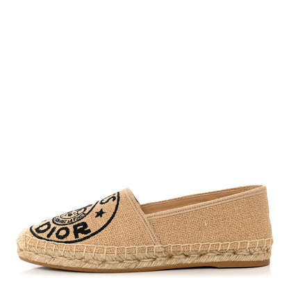 Christian Dior Canvas Embroidered Granville Union Motif Espadrille 36.5 Beige 1 of 8