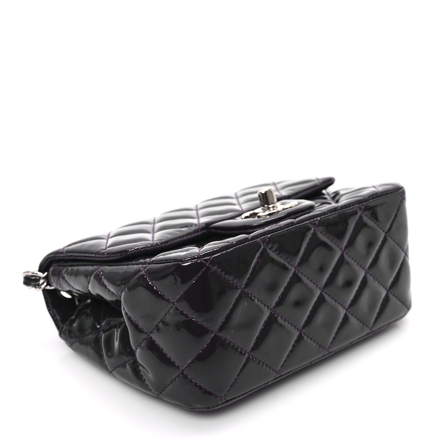 Chanel Patent Quilted Mini Square Flap Purple 3 of 10