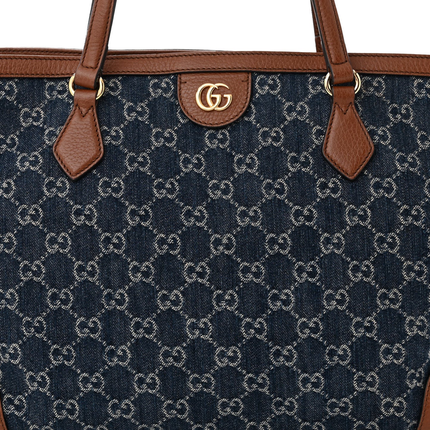 New Denim GG Monogram Medium Ophidia Shopping Tote Blue Tea Cuir