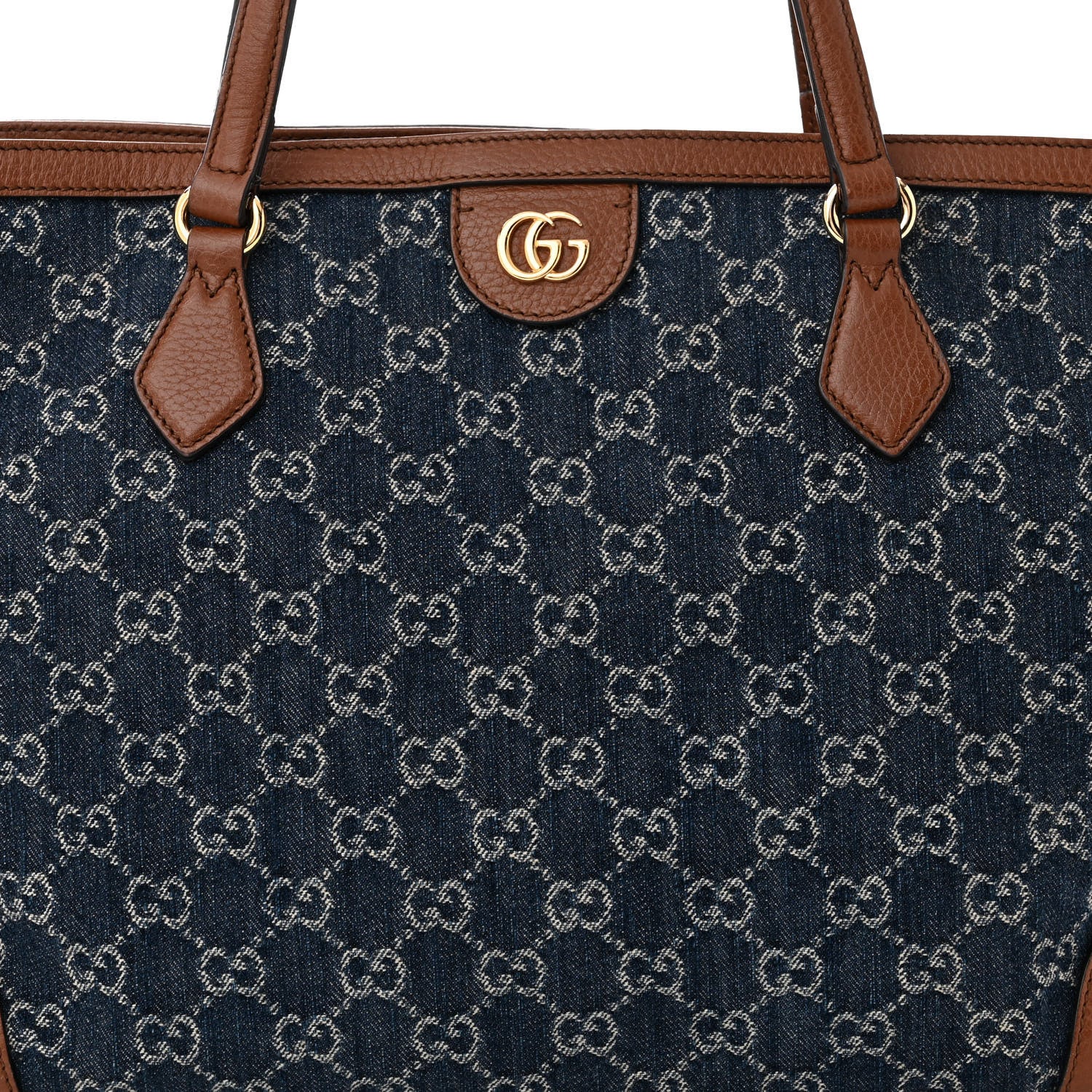 Gucci New Denim GG Monogram Medium Ophidia Shopping Tote Blue Tea Cuir 8 of 13