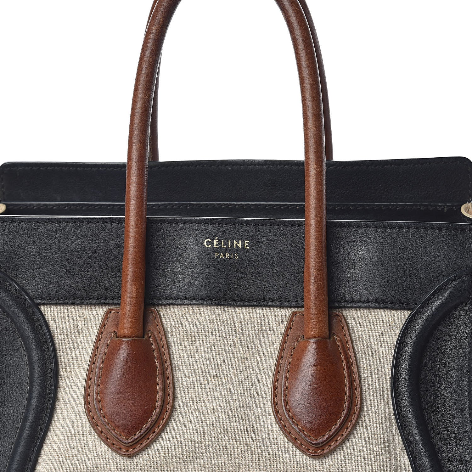 Celine Calfskin Linen Micro Tri-Color Luggage Beige 6 of 24