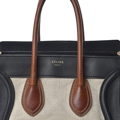 Celine Calfskin Linen Micro Tri-Color Luggage Beige 6 of 24