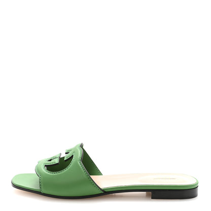 Gucci Cosmos Softy Calfskin Interlocking G Cut Out Slide Sandals 40 New Shamarock 1 of 8