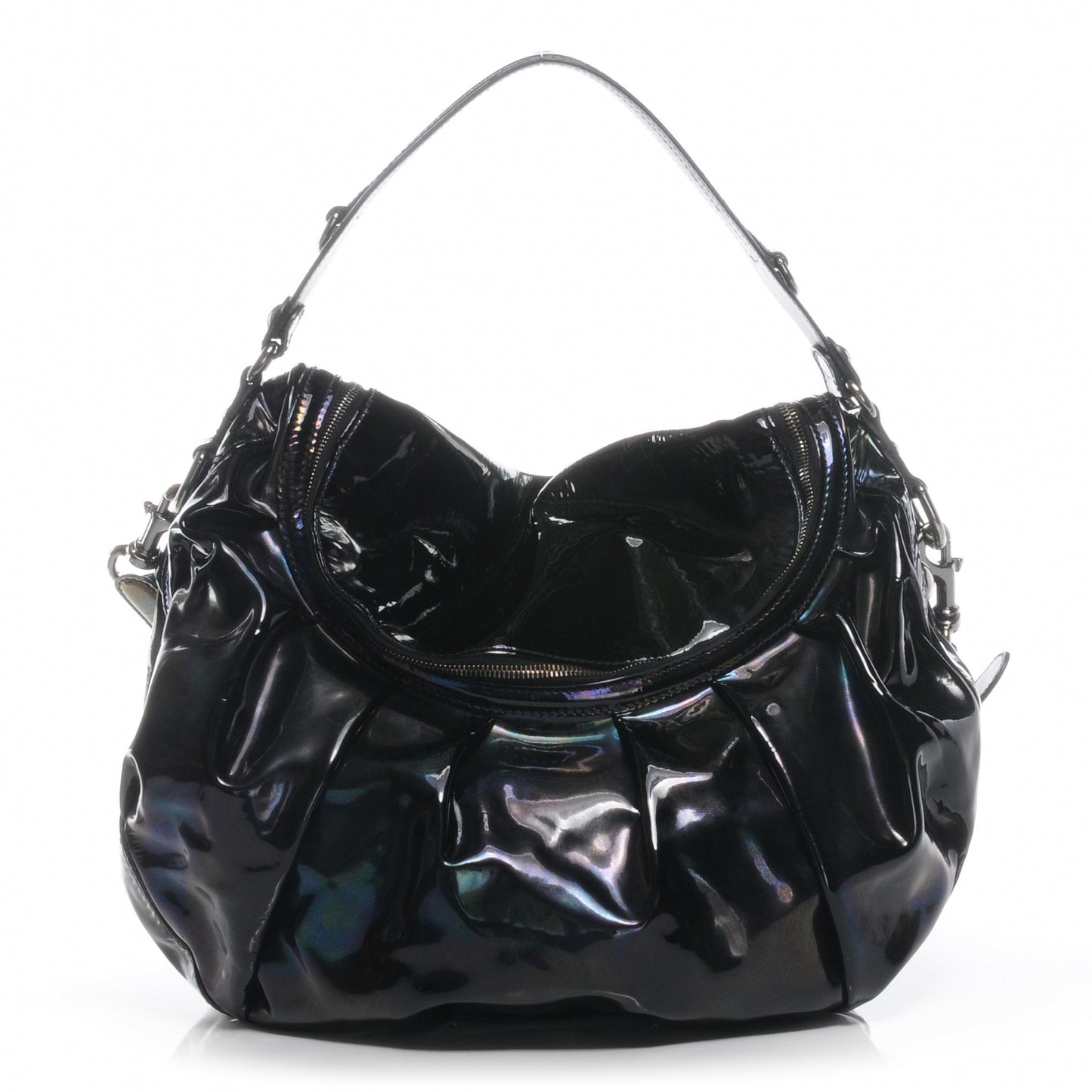 Iridescent Patent Icon Bit Medium Bag Black