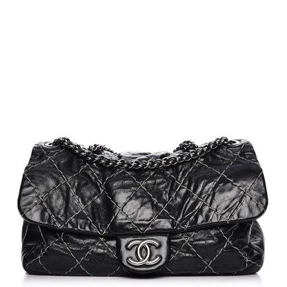 Chanel Glazed Goatskin Double Stitch Flap Black 1 of 10