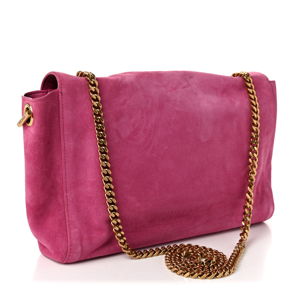Smooth Calfskin Suede Medium Reversible Monogram Kate Satchel Rose Rubis