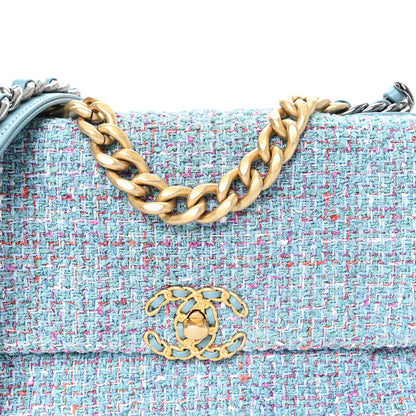 Chanel Tweed Quilted Medium Chanel 19 Flap Blue Multicolor 8 of 11