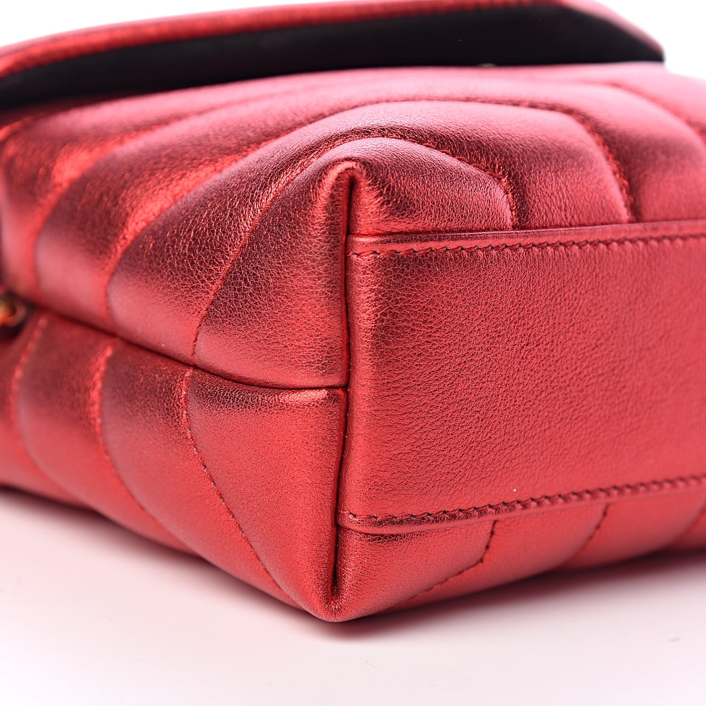 Metallic Calfskin Y Quilted Monogram Toy Loulou Crossbody Bag Red