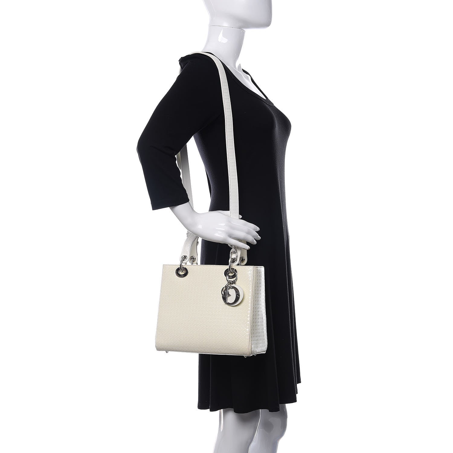 Christian Dior Patent Micro-Cannage Medium Lady Dior White 3 of 13