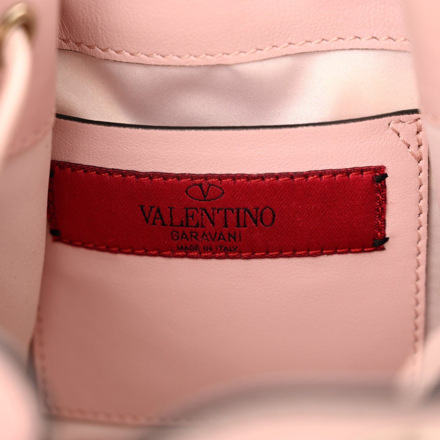 Vitello Mini Rockstud Chain Strap Bucket Bag Water Rose