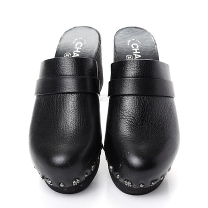 Chanel Calfskin CC Lucky Charms Studded Clogs 40 Black 5 of 10
