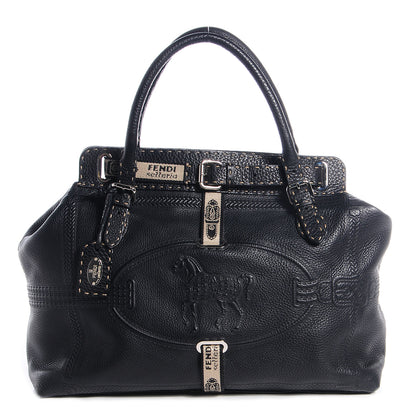Fendi Calfskin Romano Selleria Villa Borghese Tote Black 1 of 11