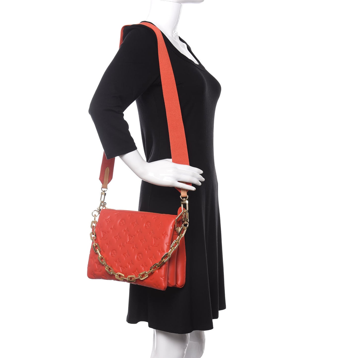 Lambskin Embossed Monogram Coussin PM Red