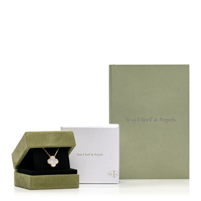 Van Cleef & Arpels 18K Yellow Gold Mother of Pearl Vintage Alhambra Pendant Necklace 3 of 6