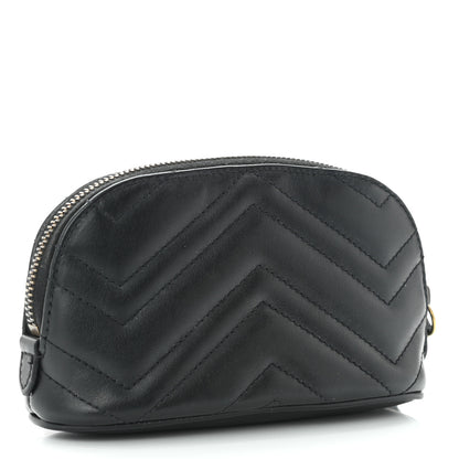 Gucci Calfskin Matelasse GG Marmont Pouch Cosmetic Case Black 3 of 10