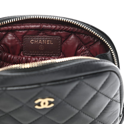 Chanel Lambskin Quilted Small Curvy Pouch Cosmetic Case Black 6 of 9