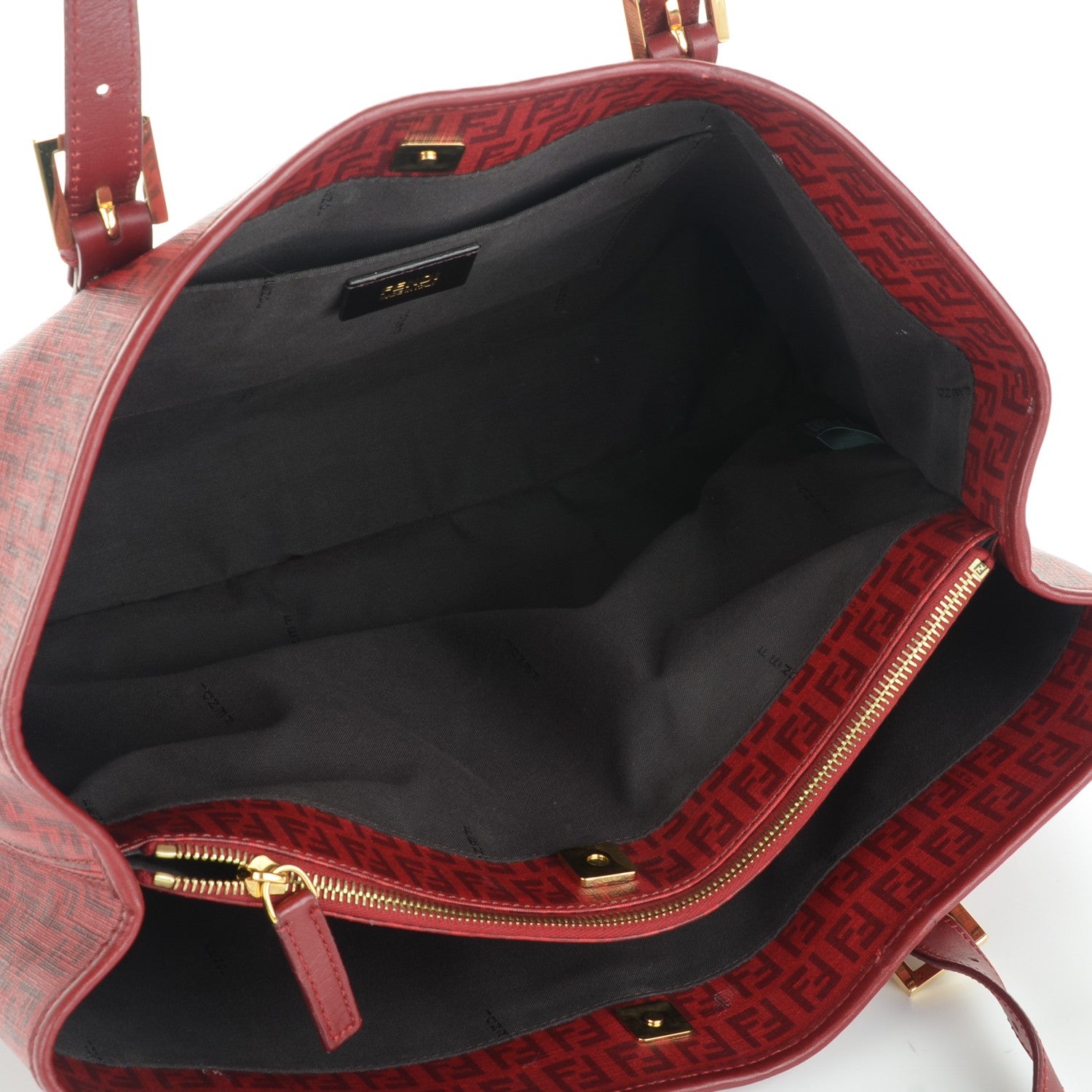 Fendi Zucchino Large Shopper Tote Red 5 of 7