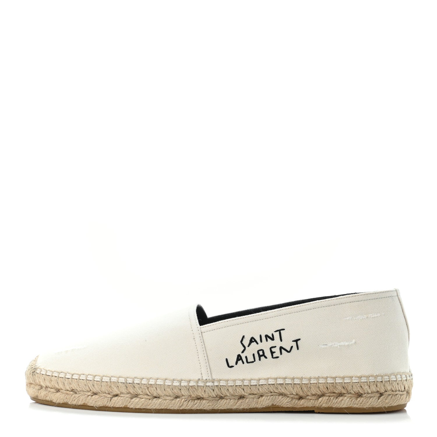 Saint Laurent Canvas Elba Logo Embroidered Espadrilles 44 Panna 1 of 4
