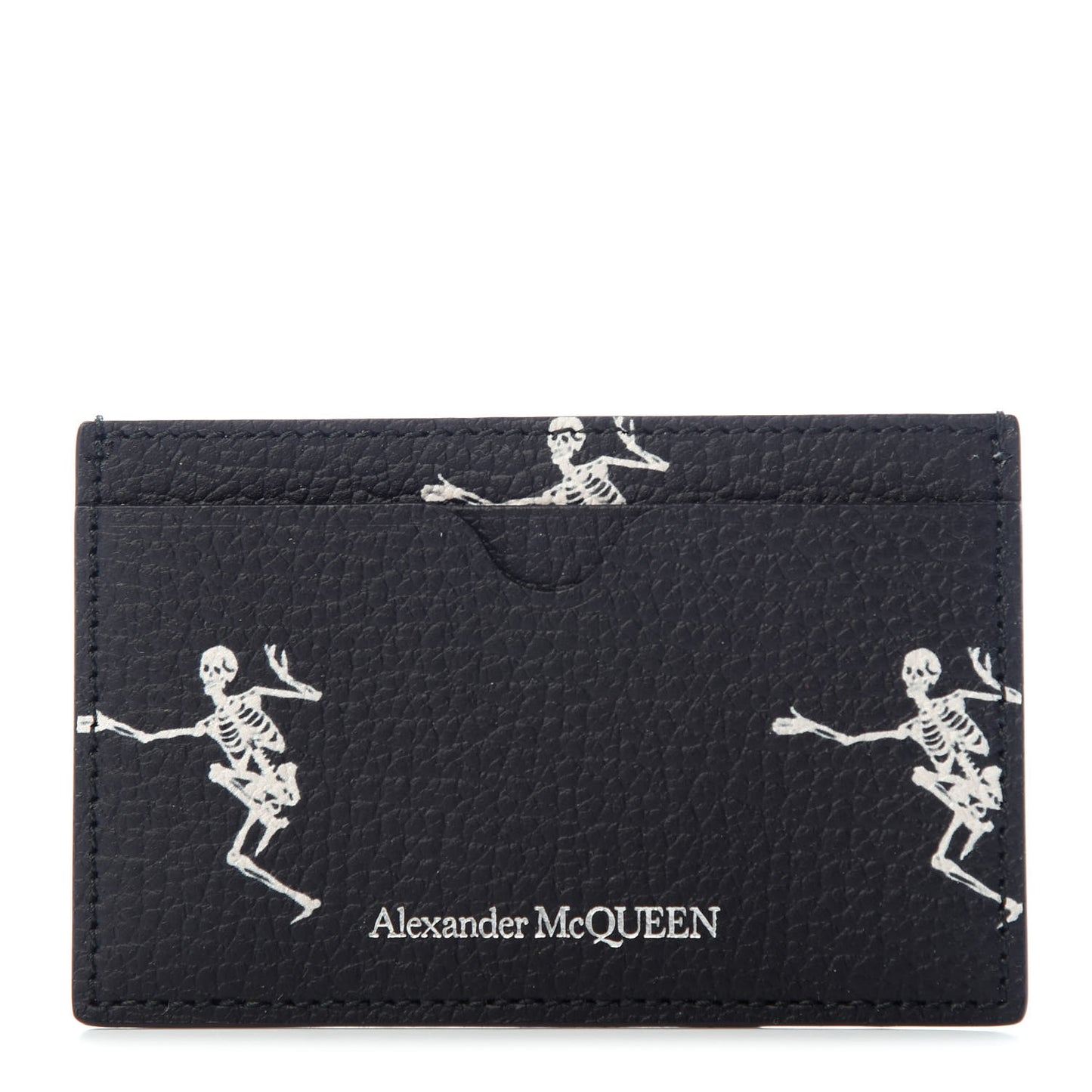 Calfskin Dancing Skeleton Card Holder Black