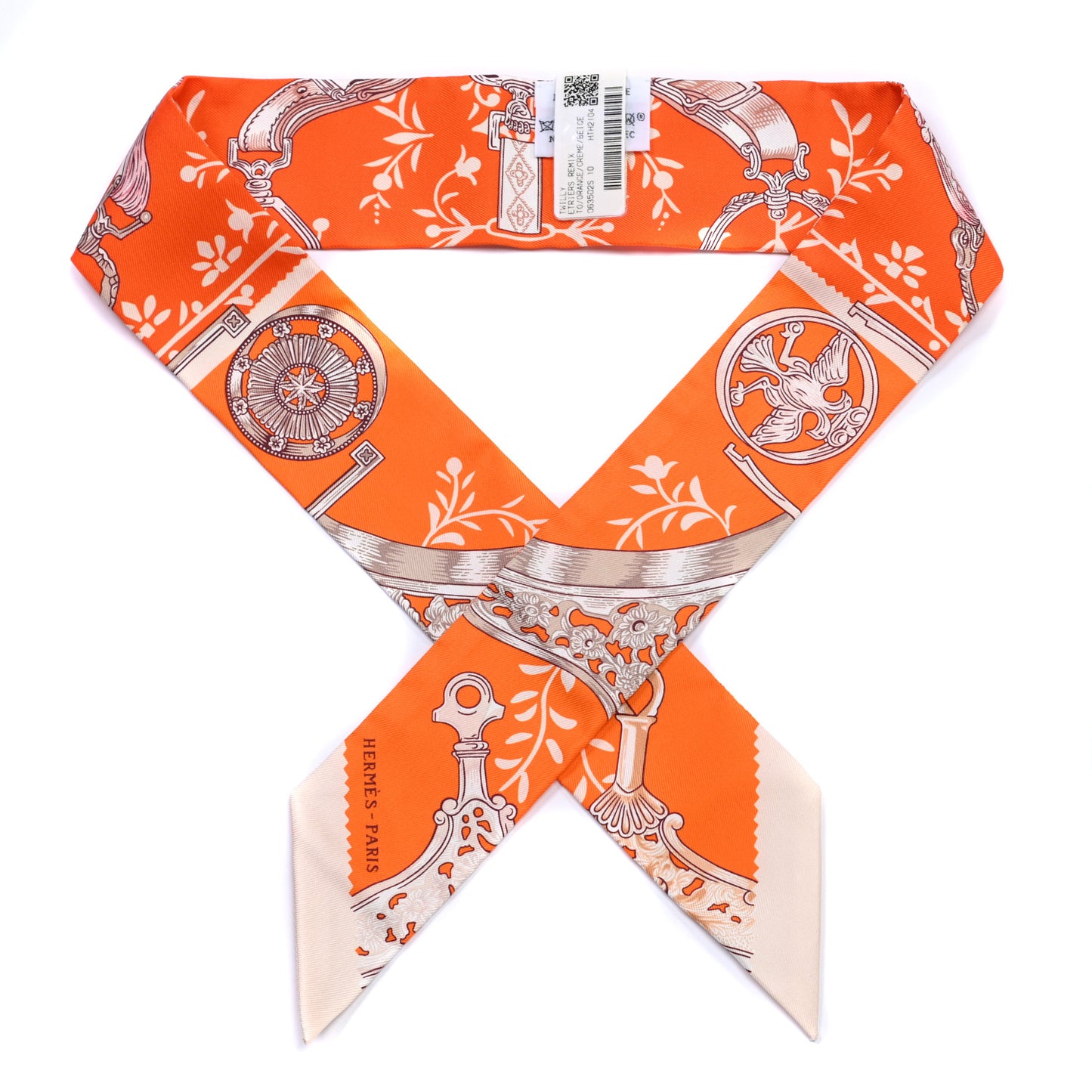 Silk Etriers Remix Twilly Orange Creme Beige