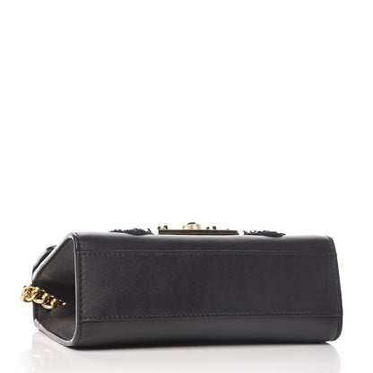 Gucci Calfskin Crystal Snake Embroidered Small Padlock Shoulder Bag Black 4 of 12