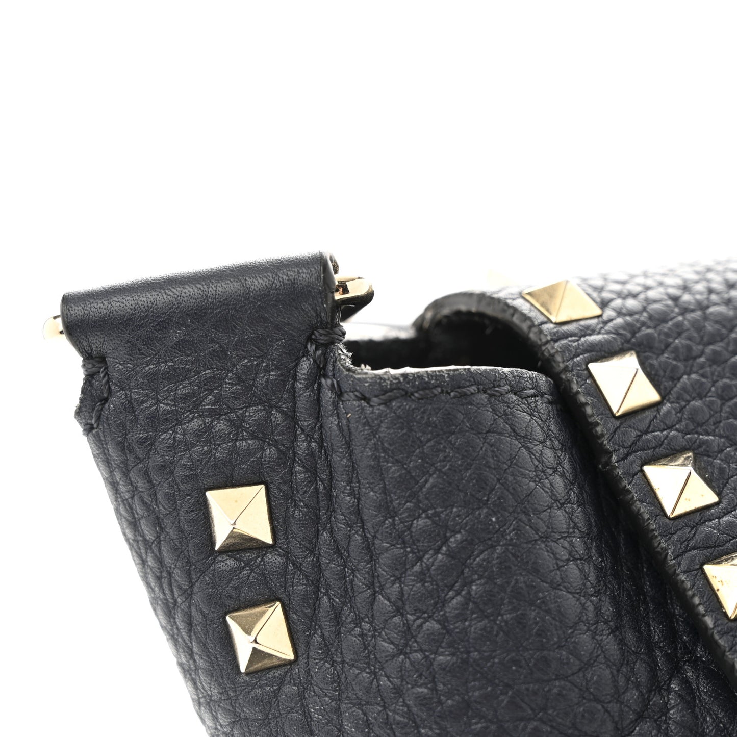 Pebbled Calfskin Rockstud Flip Lock Flap Messenger Satchel Marine