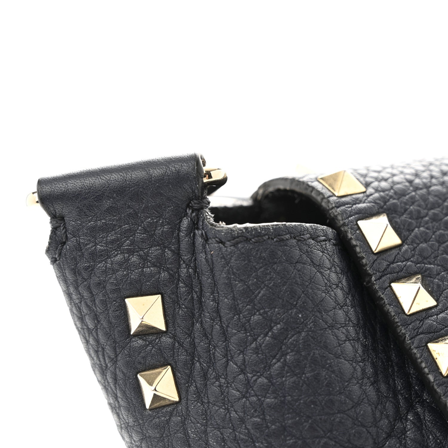 Valentino Garavani Pebbled Calfskin Rockstud Flip Lock Flap Messenger Satchel Marine 11 of 16