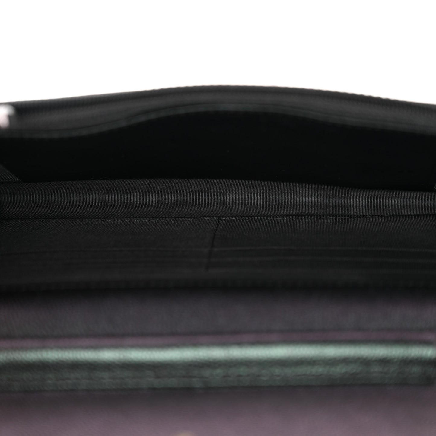 Iridescent Caviar Quilted Wallet on Chain WOC Dark Blue