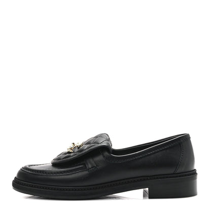 Chanel Lambskin Quilted CC Turnlock Loafers 37.5 Black 1 of 10