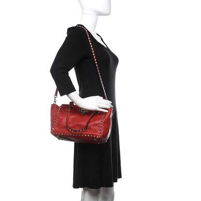 Valentino Garavani Vitello Small Rockstud Tote Rosso Valentino 3 of 12