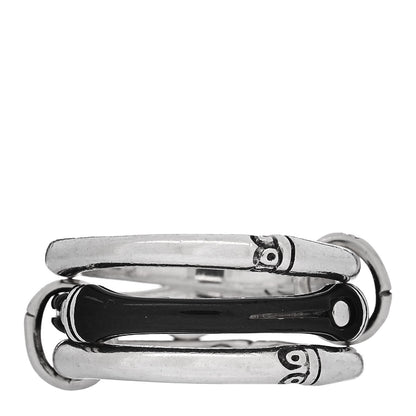 John Hardy Sterling Silver Enamel Bamboo Triple Ring 54 6.75 Black 3 of 8