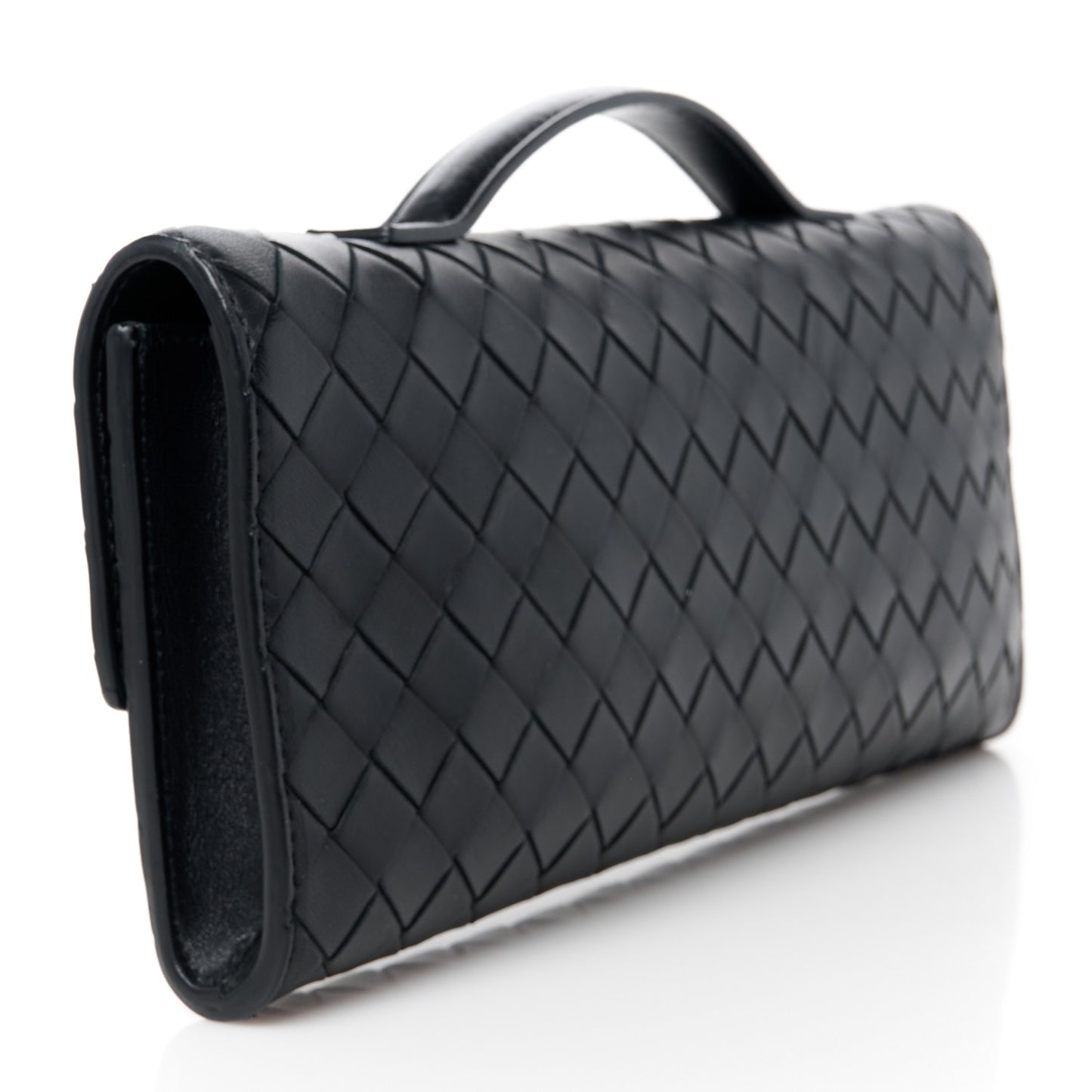Nappa Intrecciato Long Andiamo Top Handle Clutch Black