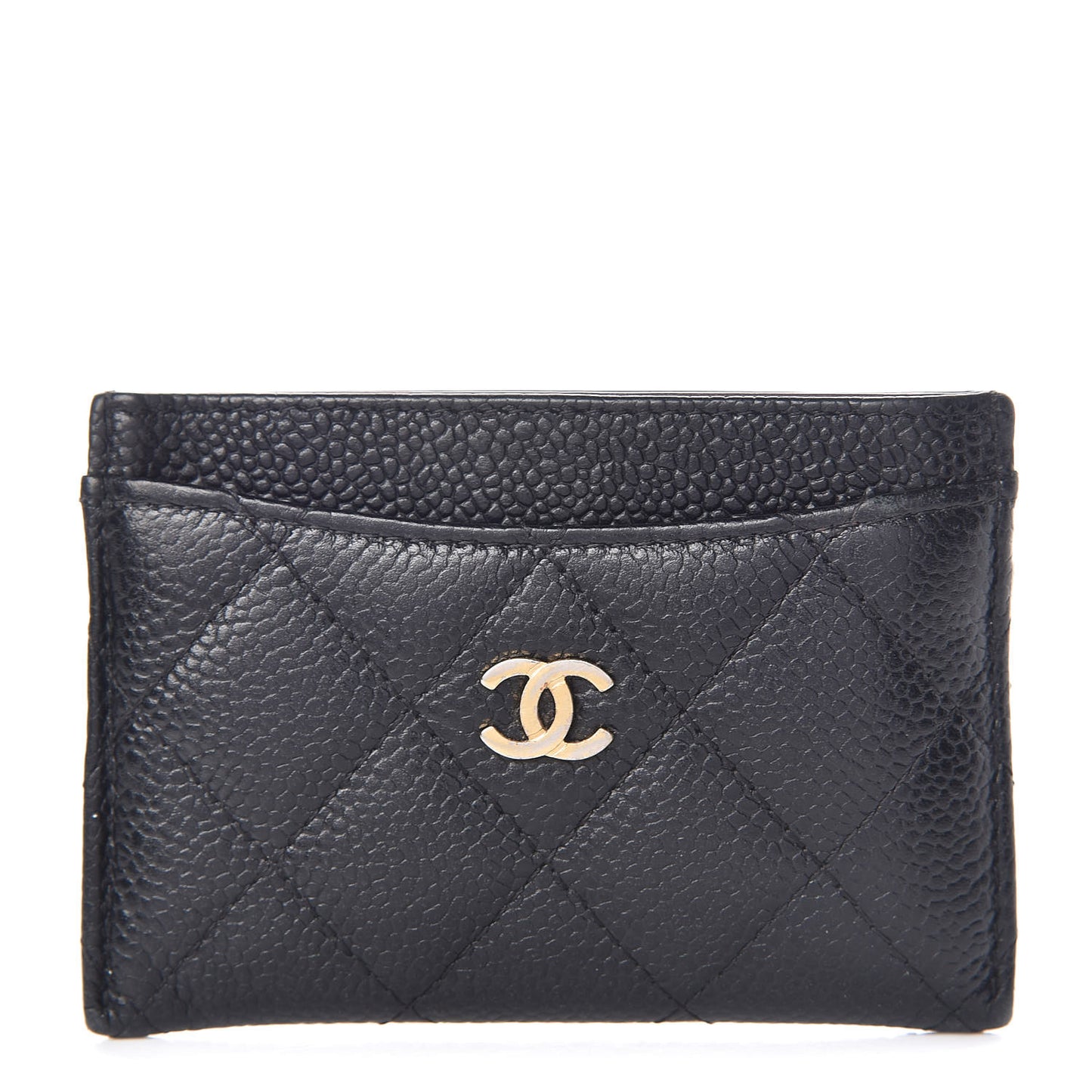Caviar Quilted Card Holder Black