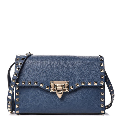 Valentino Garavani Pebbled Calfskin Medium Rockstud Flip Lock Crossbody Bag Peacock 1 of 11