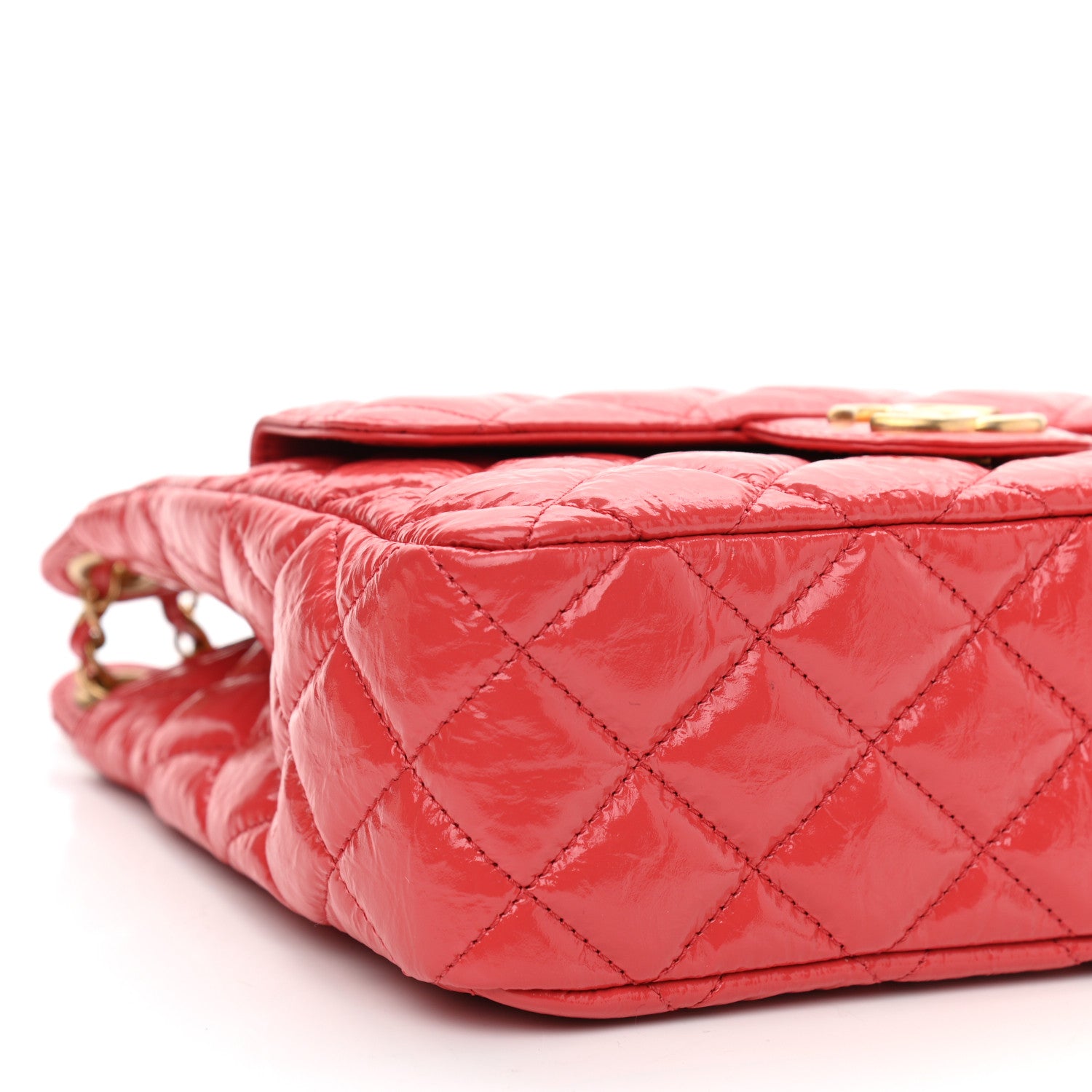 Chanel Shiny Crumpled Calfskin Quilted Wavy CC Hobo Red 5 of 9