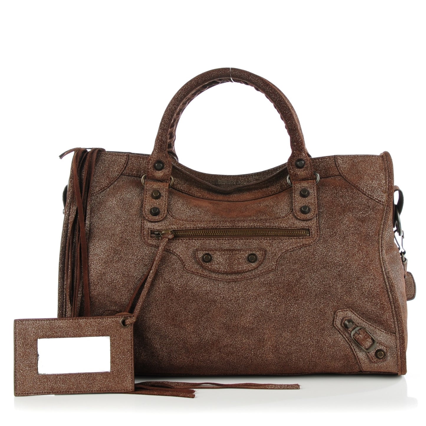 Metallic Craquele Calfskin Classic Hardware City Bronze