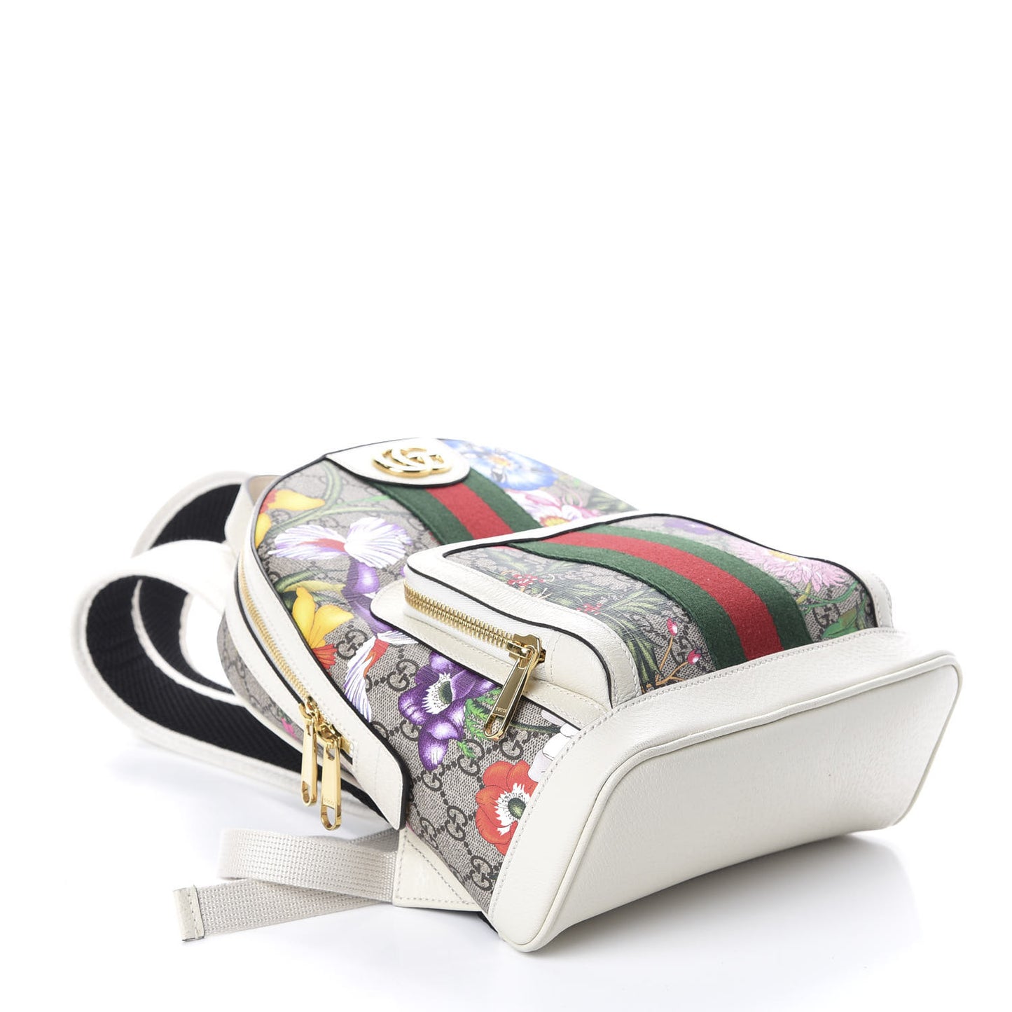 GG Supreme Monogram Flora Web Small Ophidia Day Backpack White