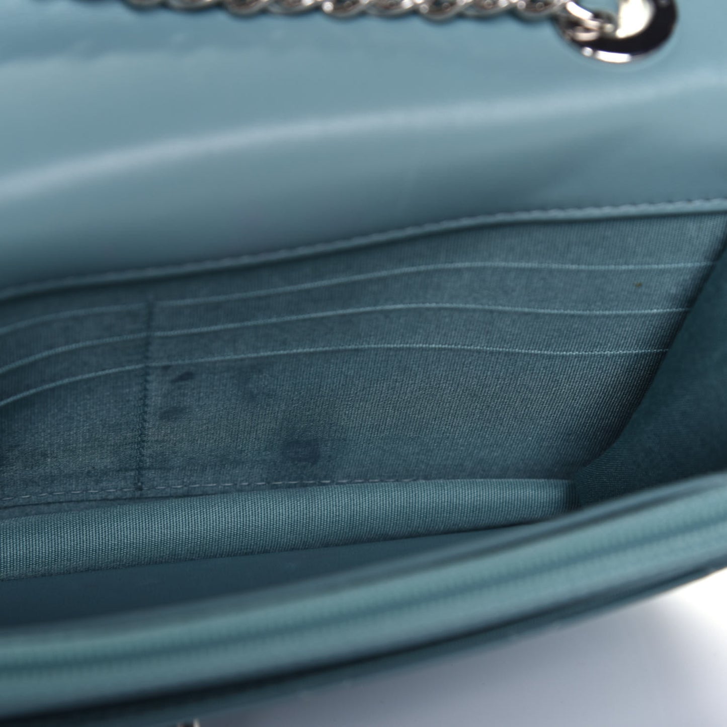Lambskin Quilted Trendy CC Wallet On Chain WOC Light Blue