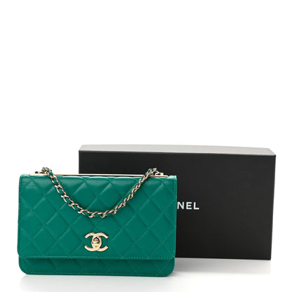 Chanel Lambskin Quilted Trendy CC Wallet On Chain WOC Green 12 of 12
