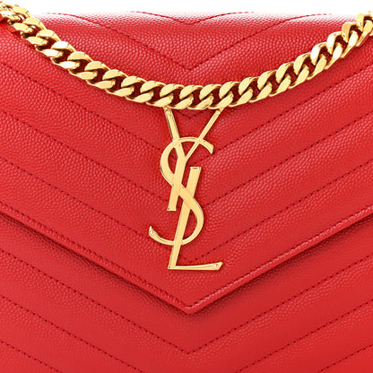 Saint Laurent Grain De Poudre Matelasse Chevron Monogram Chain Wallet Red 8 of 14