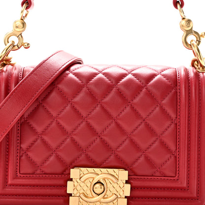 Chanel Calfskin Quilted Small Boy Logo Top Handle Flap Red 8 of 10