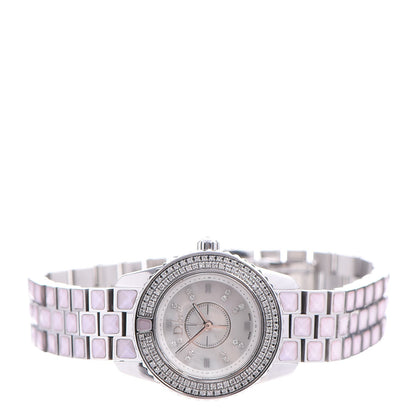 Christian Dior Stainless Steel Diamond Pave Bezel Sapphire 29mm Christal Quartz Watch Pink 3 of 8