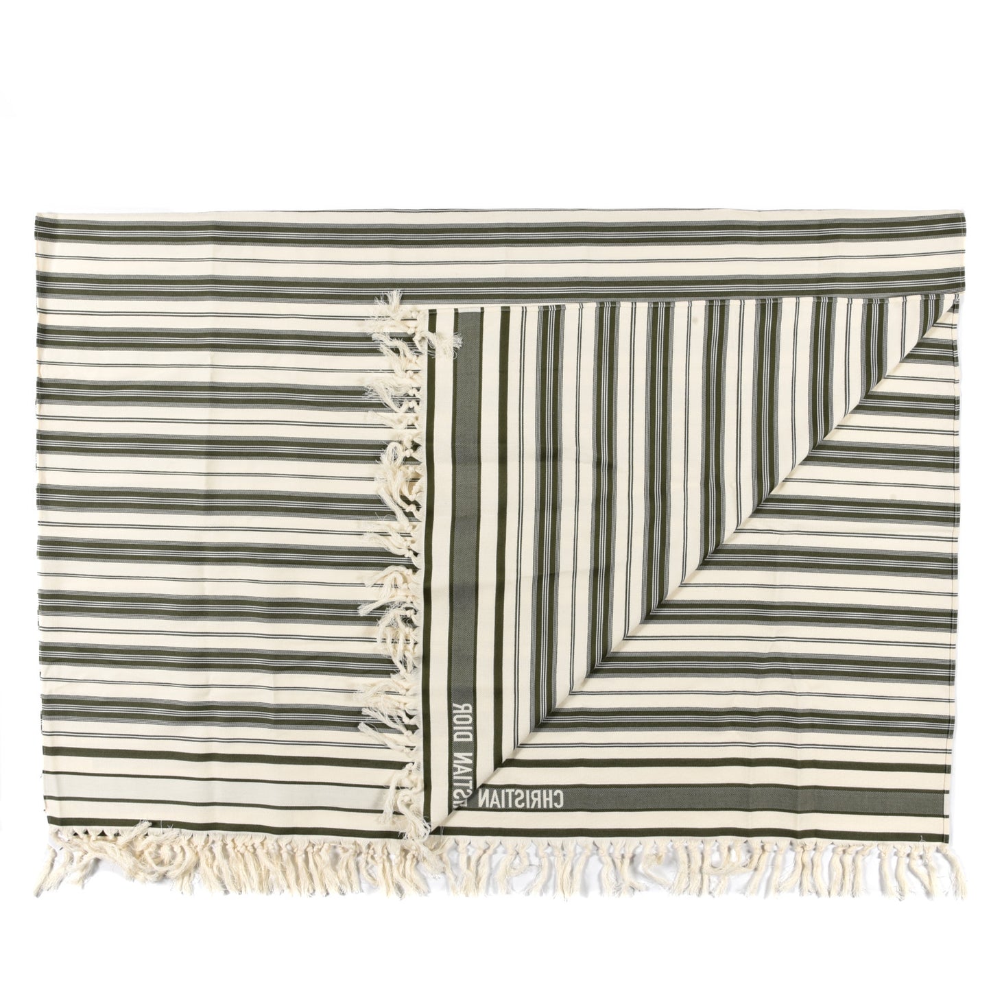Cotton Striped Towel Green