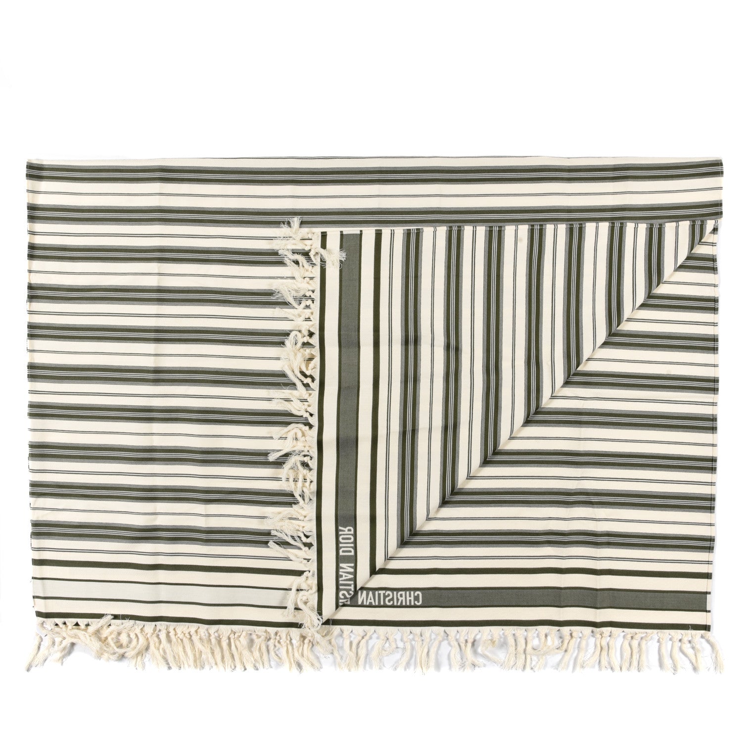 Christian Dior Cotton Striped Towel Green 2 of 4